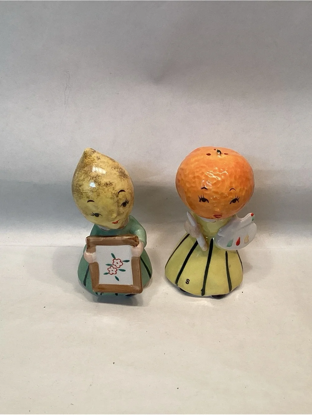 Vintage Anthropomorphic Orange & Lemon Salt & Pepper NEW OS Napco Japan 50s